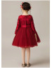 Burgundy Tulle Short Flower Girl Dress